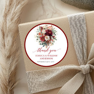 Chic Burgundy Eucalyptus Wedding Sticker Design