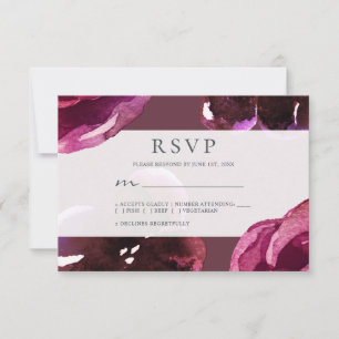 Chic Burgundy Floral Modern Wedding RSVP Card