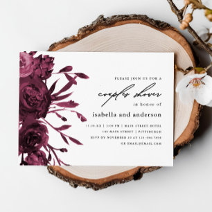 Chic Burgundy Floral Wedding Couples Shower Invitation