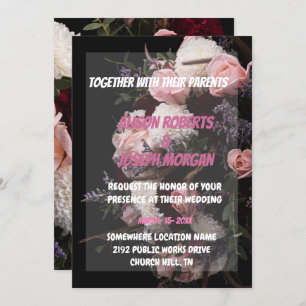 Chic burgundy floral Wedding Invitation