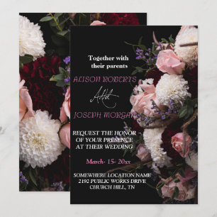  Chic burgundy floral   Wedding Invitation