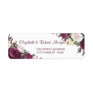 Chic Burgundy Floral Wedding Label