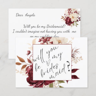 Chic Burgundy Flowers Bridesmaid Card