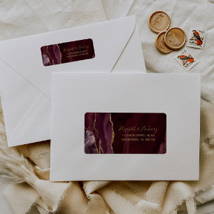 Chic Burgundy Gold Wedding Return Address