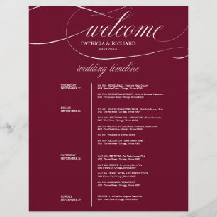 Chic Burgundy Marsala 4 Days Wedding Itinerary