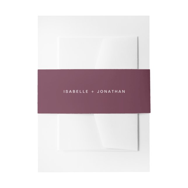 Chic Burgundy Marsala and White Wedding Invitation Belly Band (Front Example)