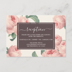Chic Burgundy Off-white Pink Rose Floral Wedding Enclosure Card