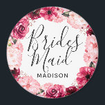 Chic Burgundy & Pink Floral Wreath Bridesmaid Magnet<br><div class="desc">Chic Burgundy Green & Blush Pink Watercolor Floral Wreath Wedding Monogram Summer or Spring Flowers with Watercolor greenery,  Modern and Script fonts,  and elegant floral design. Trendy and Chic Wedding Bridesmaid magnet! ~ Check my shop to see the entire wedding suite for this design!</div>