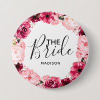 Chic Burgundy & Pink Floral Wreath the Bride