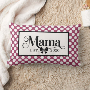 Chic Burgundy Polka Dot Custom Mama Lumbar Cushion