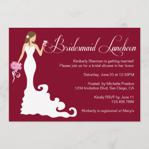 Chic Burgundy Posh Bridesmaid Luncheon Invitation