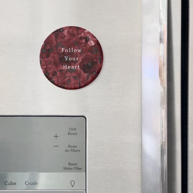 Chic Burgundy Red Floral   Magnet (In Situ (Fridge))