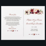 Chic Burgundy Red Marsala Floral Wedding Program<br><div class="desc">Charming,  Burgundy,  Red,  Marsala Floral card design. It features gorgeous Burgundy,  red marsala watercolour flowers and fonts,  all on a white background. Use Customise tool to add your info. For matching items,  please,  visit my Burgundy Red Marsala Floral Collection.</div>