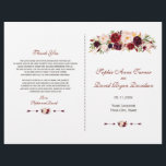 Chic Burgundy Red Marsala Floral Wedding Program<br><div class="desc">Charming,  Burgundy,  Red,  Marsala Floral card design. It features gorgeous Burgundy,  red marsala watercolour flowers and fonts,  all on a white background. Use Customise tool to add your info. For matching items,  please,  visit my Burgundy Red Marsala Floral Collection.</div>