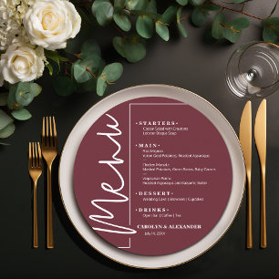 Chic Burgundy Round Menu
