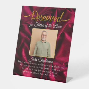 Chic Burgundy Save A Seat Photo Wedding Memorial Pedestal Sign