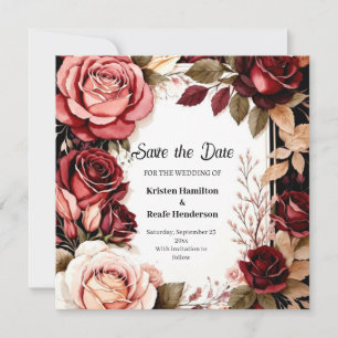 Chic Burgundy Typography Save The Date