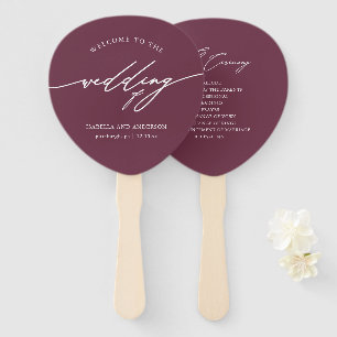 Chic Burgundy Wedding Program Fan