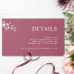 Chic Burgundy Wedding Website / Details Enclosure Card<br><div class="desc">Simple and beautiful burgundy wedding enclosure card, with all text sections open to customisation, so you can add any details you like. From wedding website, reception, or RSVP details. Design on a burgundy background with white text in a modern elegant typography. Elegant and minimal design with fine subtle hand-drawn botanical...</div>