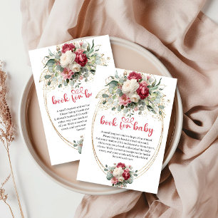 Chic Burgundy White Greenery Book Request for Baby Enclosure Card