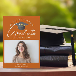 Chic Burnt Orange Graduate Photo 2026 Graduation Announcement