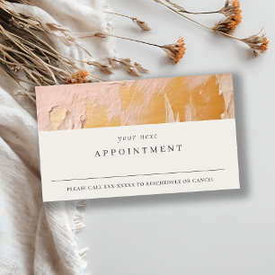 Chic Bush Pink Gold Oil Paint Texture Appointment Business Card