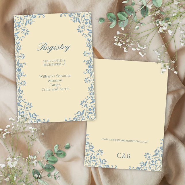 Chic Butter Yellow Wedding Registry Enclosure Card (Elegant butter yellow wedding registry enclosure cards for vintage regency era formal southern event)