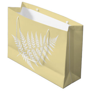 Chic Butter Yellow White Fern Wedding Large Gift Bag