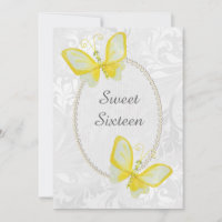 Chic Butterflies Damask Sweet Sixteen Double Sided