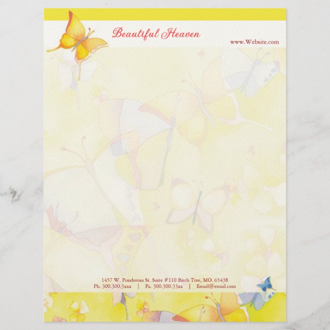 Chic Butterfly Spa or Cosmetology Business Customised Letterhead (Front)