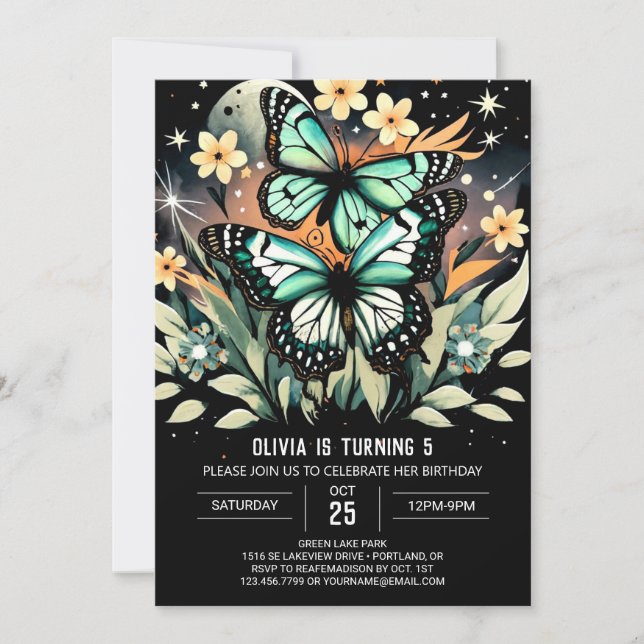 Chic Butterfly Wings Birthday Invitation (Front)
