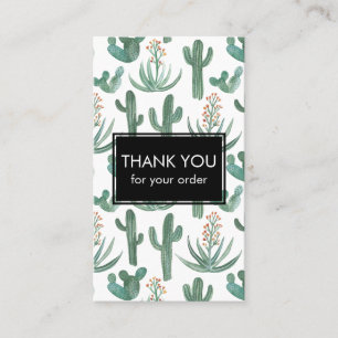 Chic Cacti & Succulents Watercolor QR Code Thanks Business Card