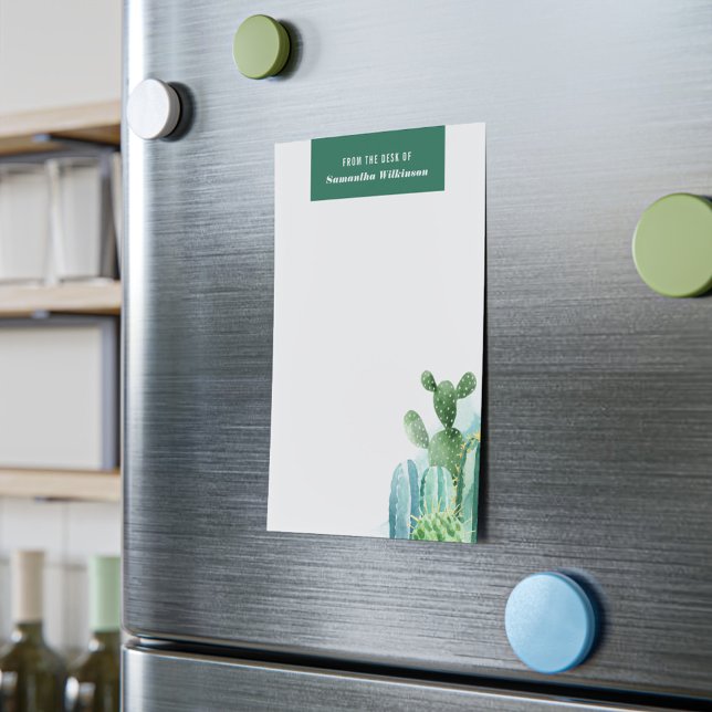 Chic Cacti Watercolor Modern Family Notepad (Watercolor Botanical Cactus Plants Notepad)