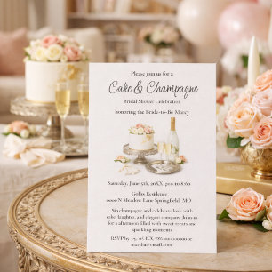 Chic Cake and Champagne Bridal Shower Invitation