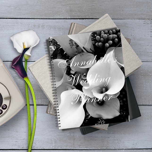 Chic Calla Lilies Black & White Floral Bridal Planner (Creator Uploaded)