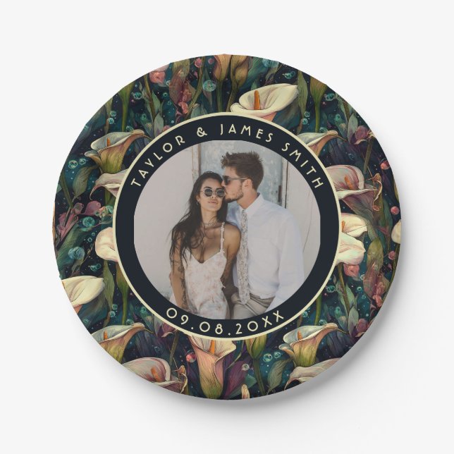 Chic Calle Lilies Plates For Bachelor Party (Front)