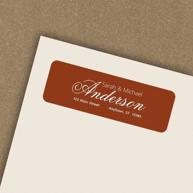 Chic Calligraphic Script Terracotta Return Address (Creator Uploaded)