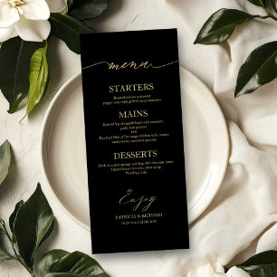 Chic Calligraphy 4x9 Wedding Menu Card For Plate