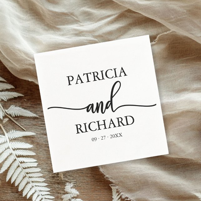 Chic Calligraphy Black And White Wedding Napkin (Creator Uploaded)