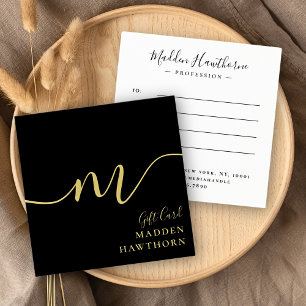 Chic Calligraphy Black Gold Certificate card