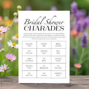 Chic Calligraphy Bridal Shower Charades Game Card