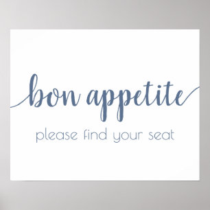 Chic Calligraphy   Dusty Blue Bon Appetite Sign