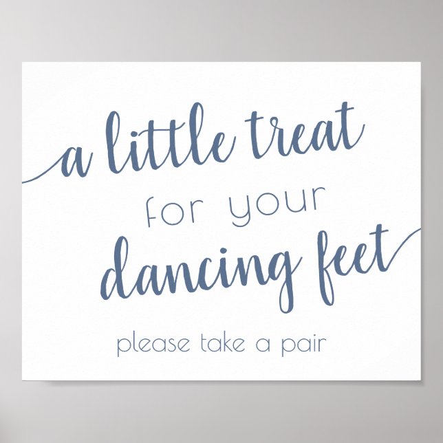 Chic Calligraphy | Dusty Blue Dancing Feet Sign (Front)