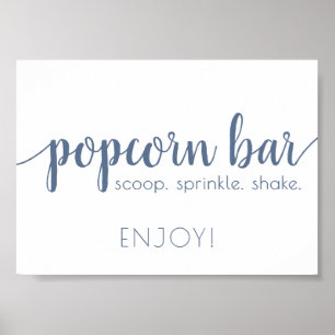 Chic Calligraphy   Dusty Blue Popcorn Bar Sign