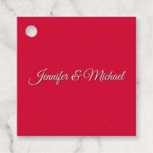 Chic Calligraphy Elegant Cherry Red Personalised Favour Tags