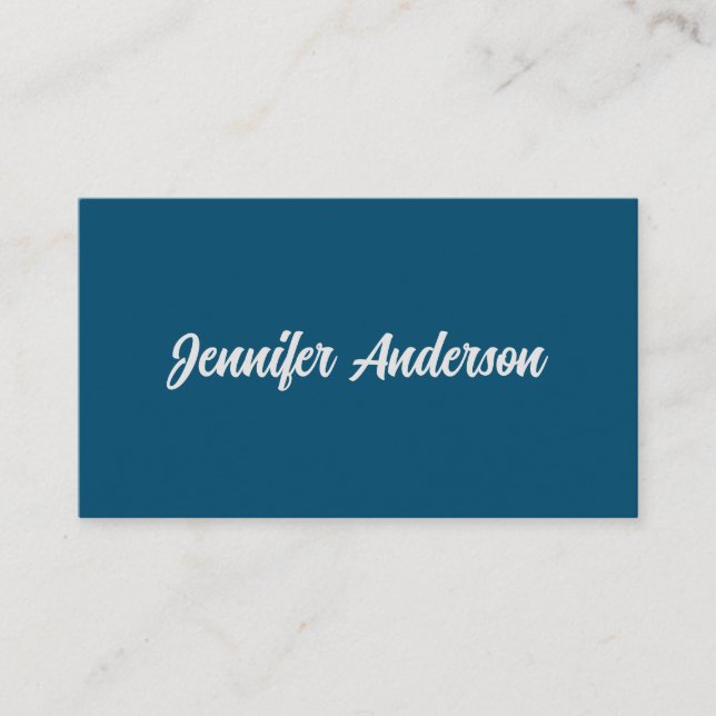 Chic Calligraphy Elegant Ocean Blue Personalised Enclosure Card (Front)