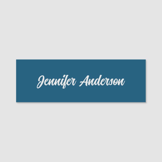 Chic Calligraphy Elegant Ocean Blue Personalised Name Tag (Front)