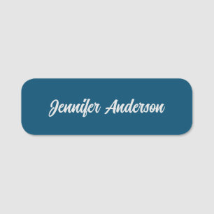 Chic Calligraphy Elegant Ocean Blue Personalised Name Tag