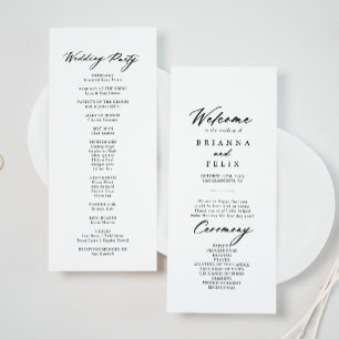 Chic Calligraphy Elegant Wedding Programme