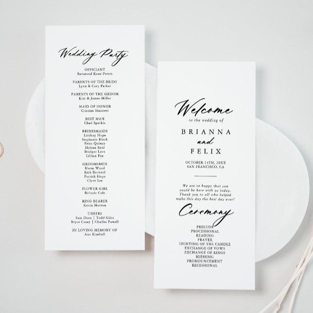 Chic Calligraphy Elegant Wedding Programme (Creator Uploaded)